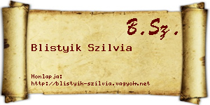 Blistyik Szilvia névjegykártya